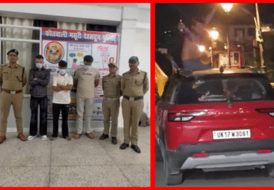 मसूरी में कार की सनरूफ से शराब की बोतल लहराने वाले युवक का चालान, गाड़ी भी हुई सीज